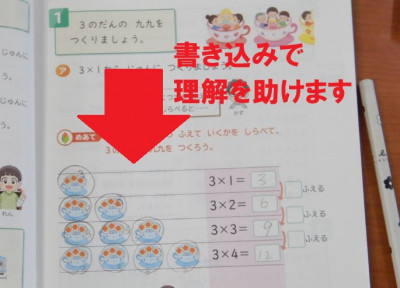 ２年生算数かけ算の教科書書き込み